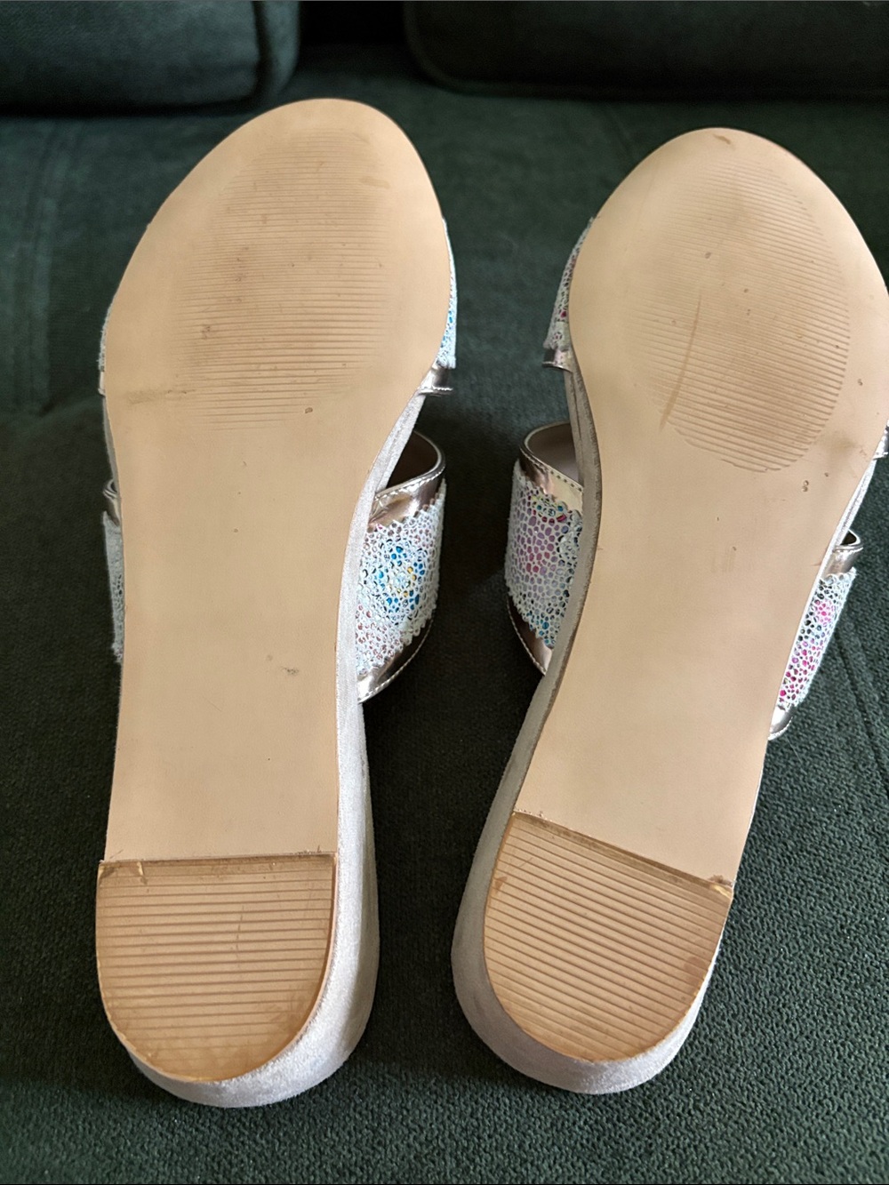 Rara Avis Multicolored Leather Sandals Rose Gold w/ Crisscross Strap - Picture 6 of 10